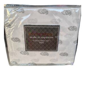 Evoke Home Awake To Inspiration Grey Twin 3 piece Size Sheet Set  Microfiber GEO